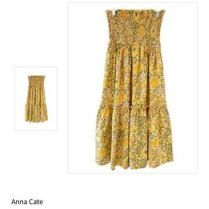 Anna Cate Strapless Yellow Floral Dress
